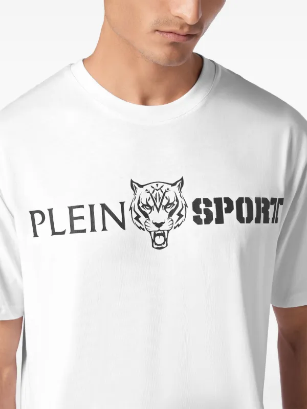 Plein Sport logo print Cotton T shirt White FARFETCH UK