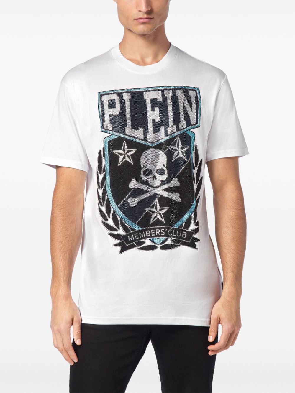 Shop Philipp Plein Patch Skull&bones T-shirt In White