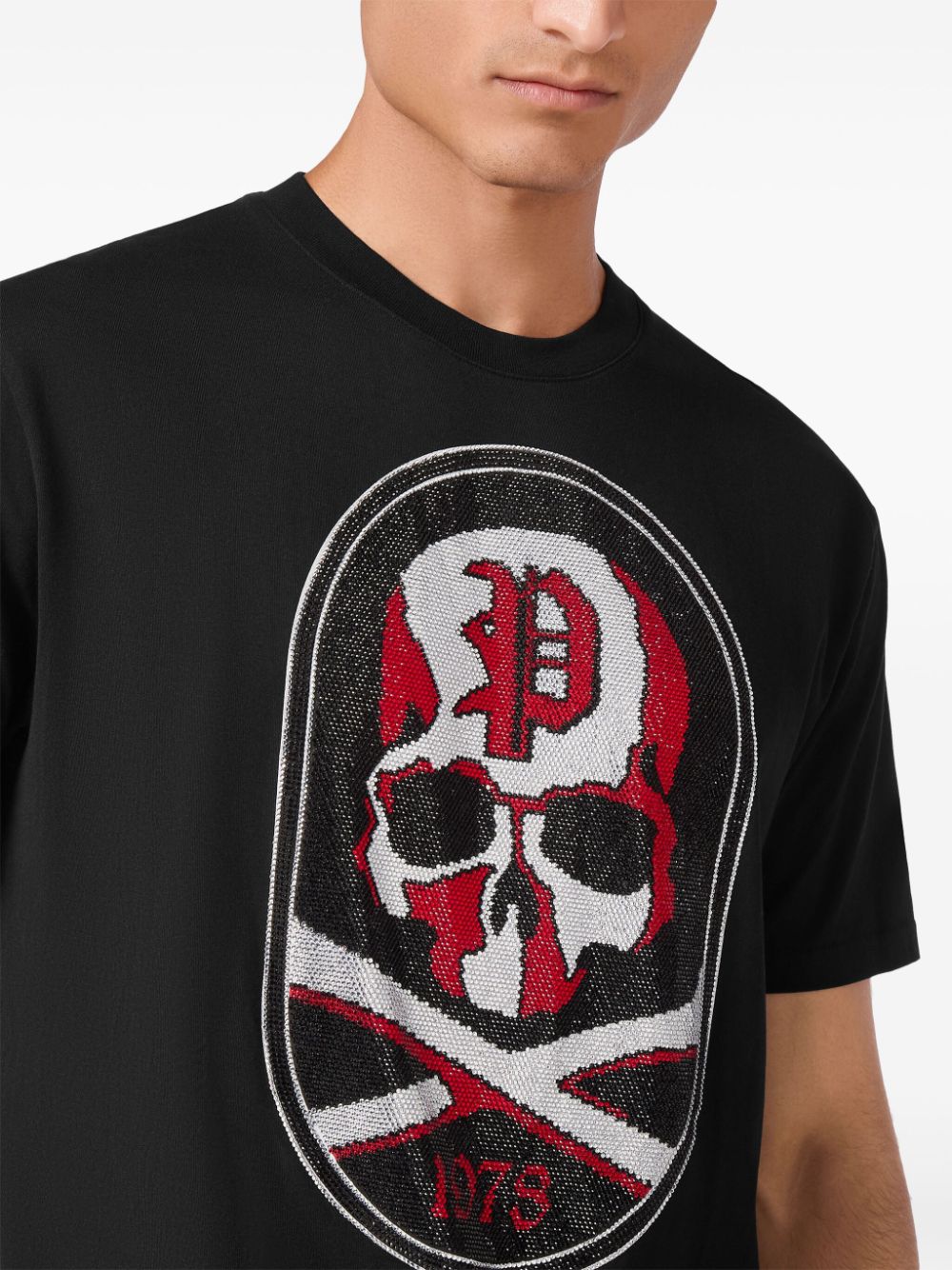 Philipp Plein Skull&Bones-patch cotton t-shirt Men