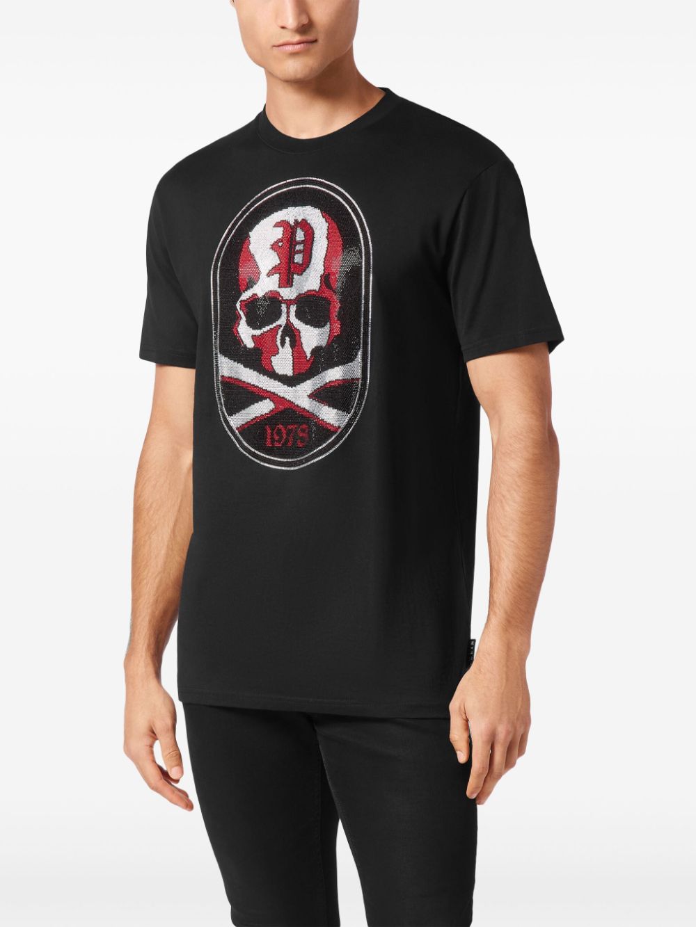 Philipp Plein Skull&Bones-patch cotton t-shirt Men