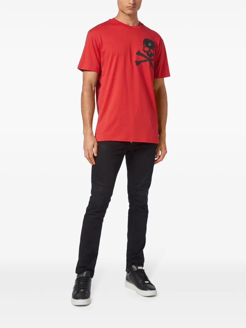 Philipp Plein T-shirt met doodskopprint - Rood