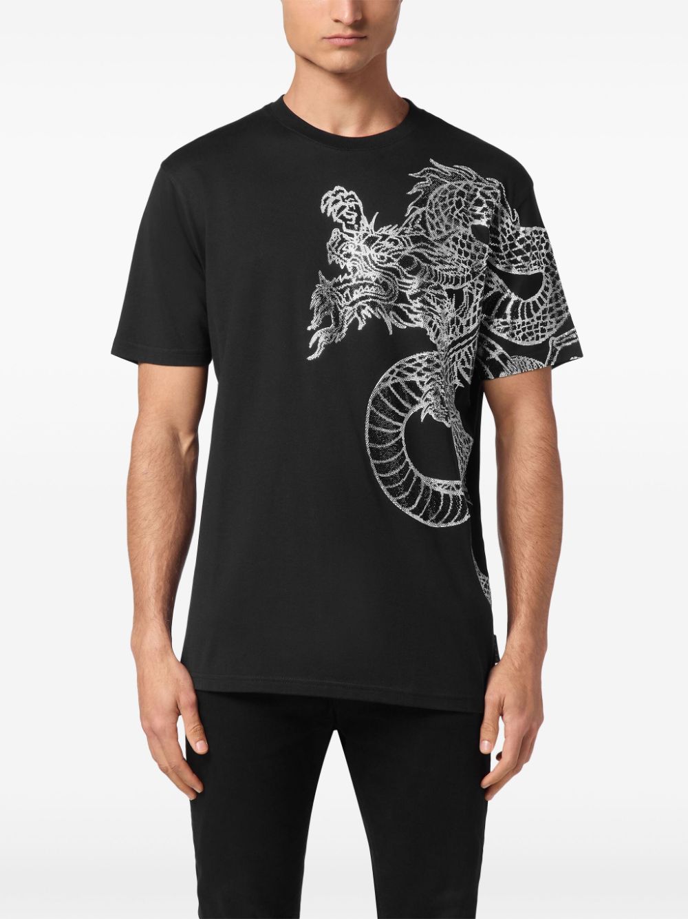 Philipp Plein Dragon Strass T-shirt Zwart