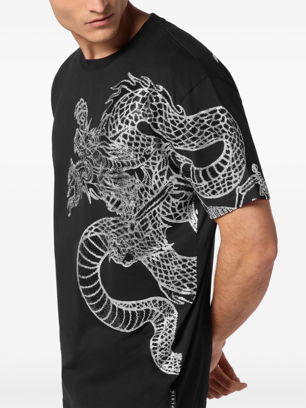 Philipp Plein Dragon Strass T-shirt Zwart