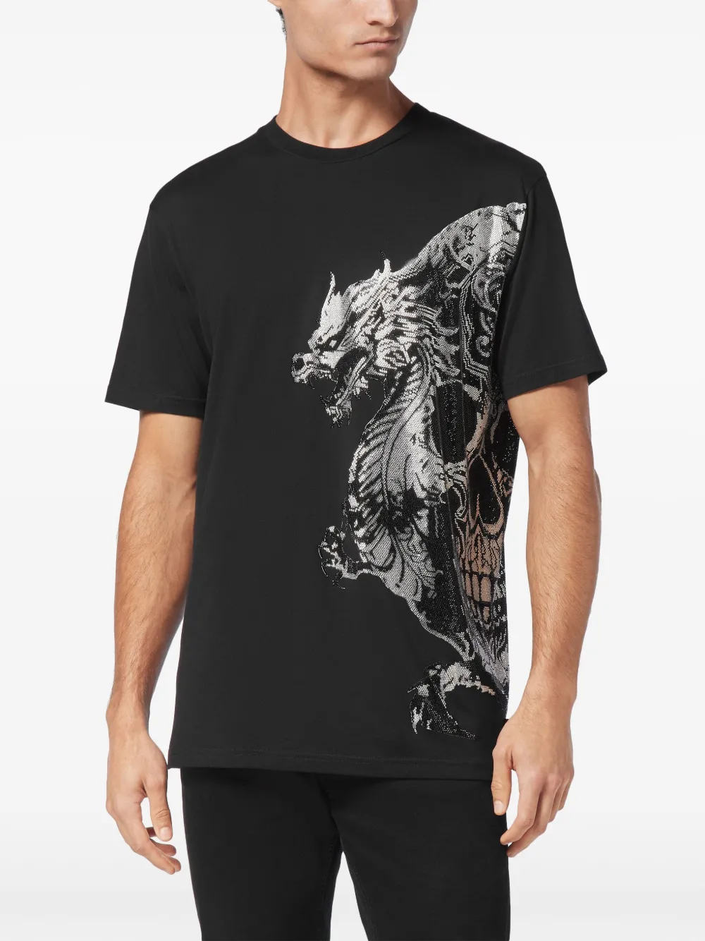 Philipp Plein Katoenen T-shirt verfraaid met stras Zwart