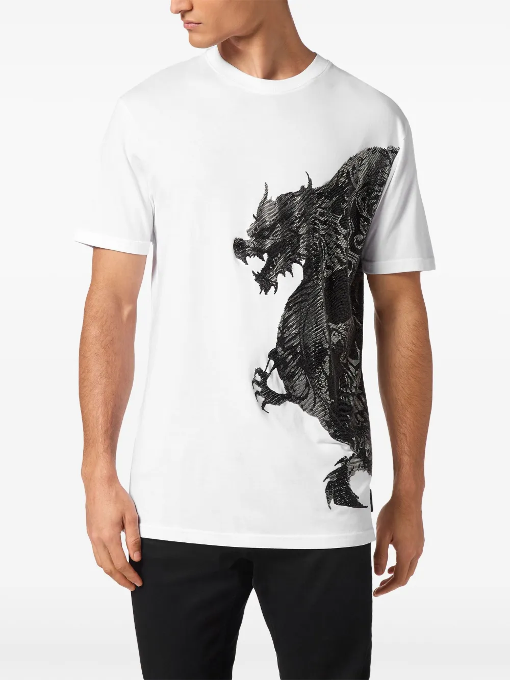 Philipp Plein Dragon Skull T-shirt Wit