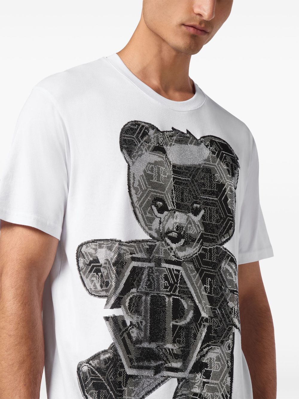 Philipp Plein Teddy Bear-applique cotton shirt Men