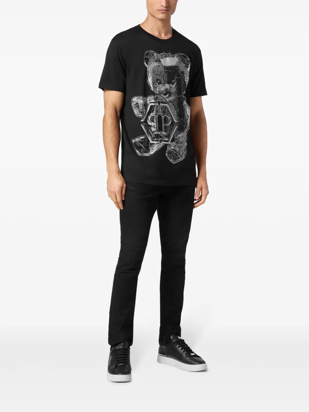 Philipp Plein Katoenen overhemd met teddybeer-applicatie Zwart