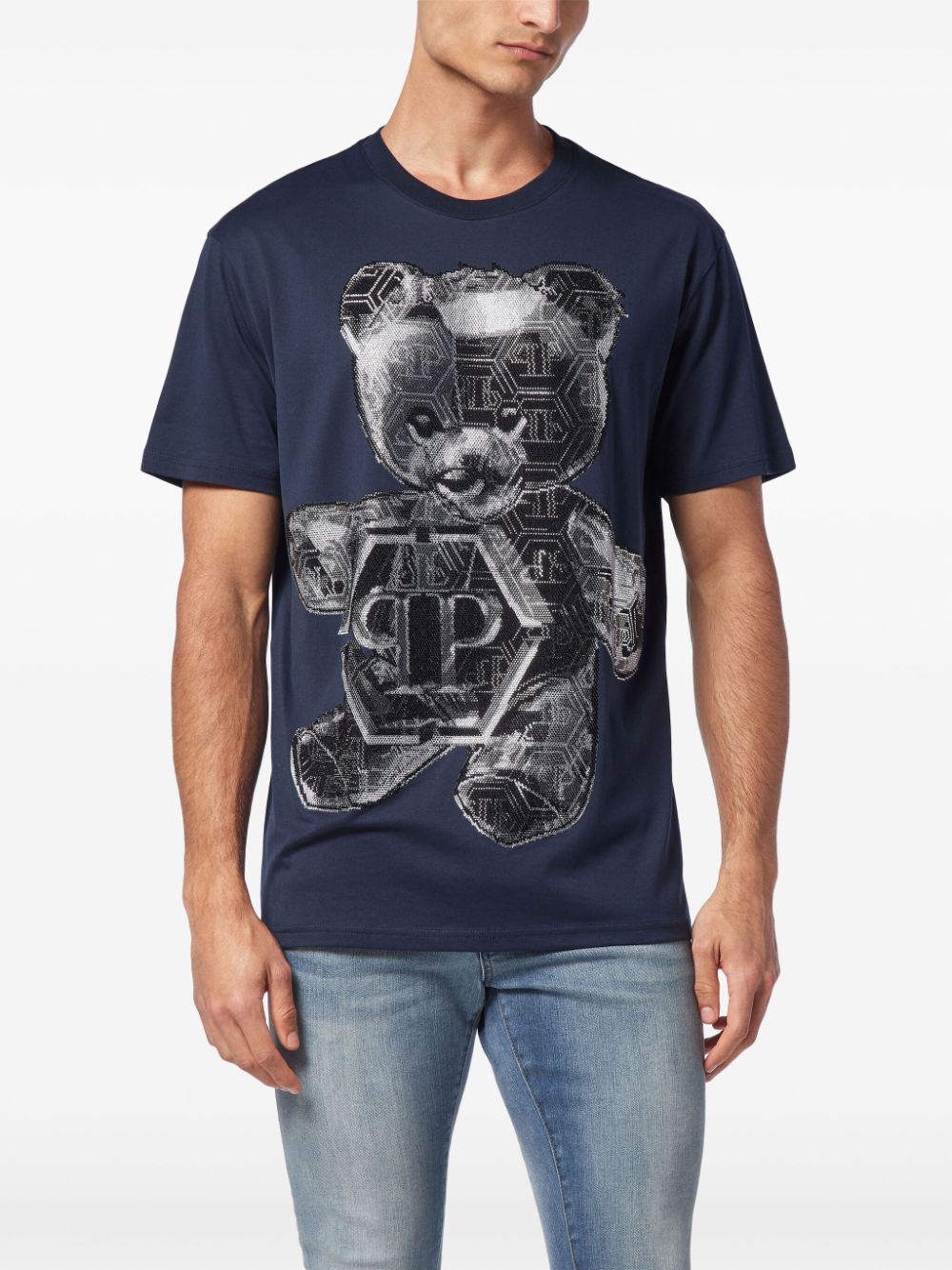 Shop Philipp Plein Stones Teddy Bear T-shirt In Blue