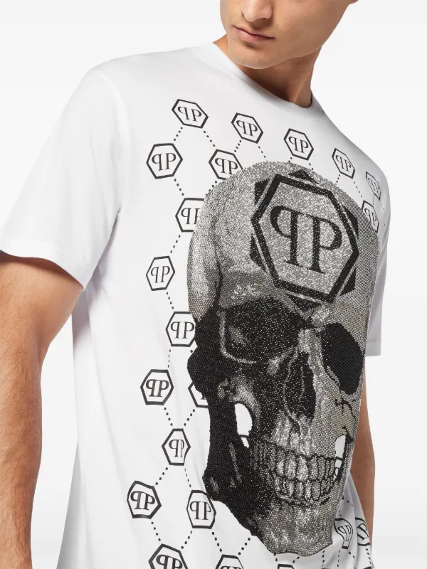 Philipp Plein rhinestone-embellished Cotton t-shirt White