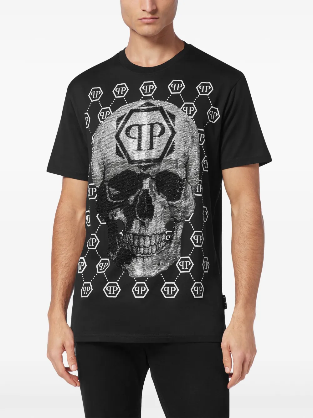 Philipp Plein Skull T-shirt verfraaid met stras Zwart