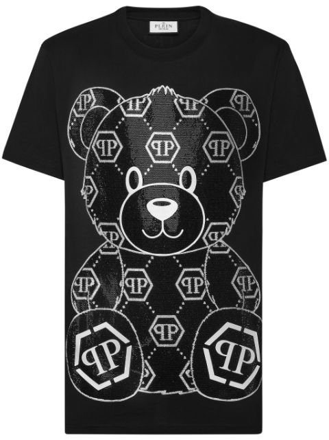 Philipp Plein Teddy Bear-applique cotton shirt Men