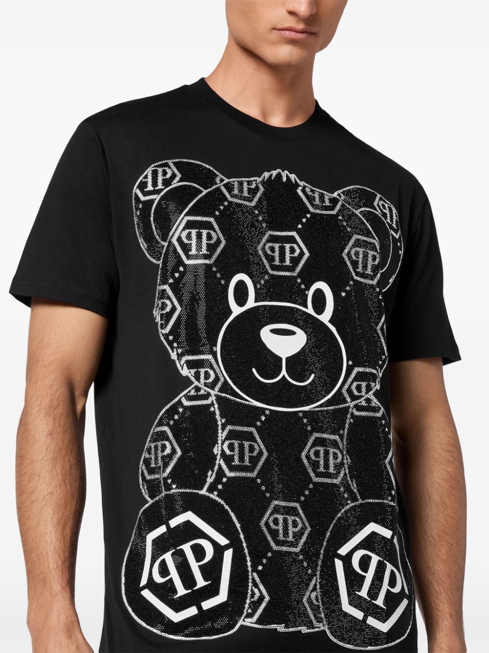 Philipp Plein Teddy Bear-applique cotton shirt Men