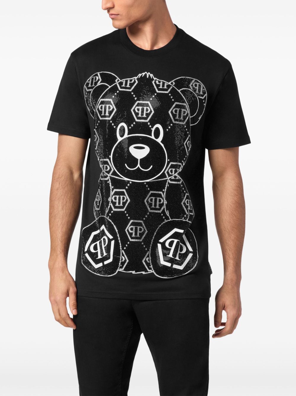 Philipp Plein Teddy Bear-applique cotton shirt Men