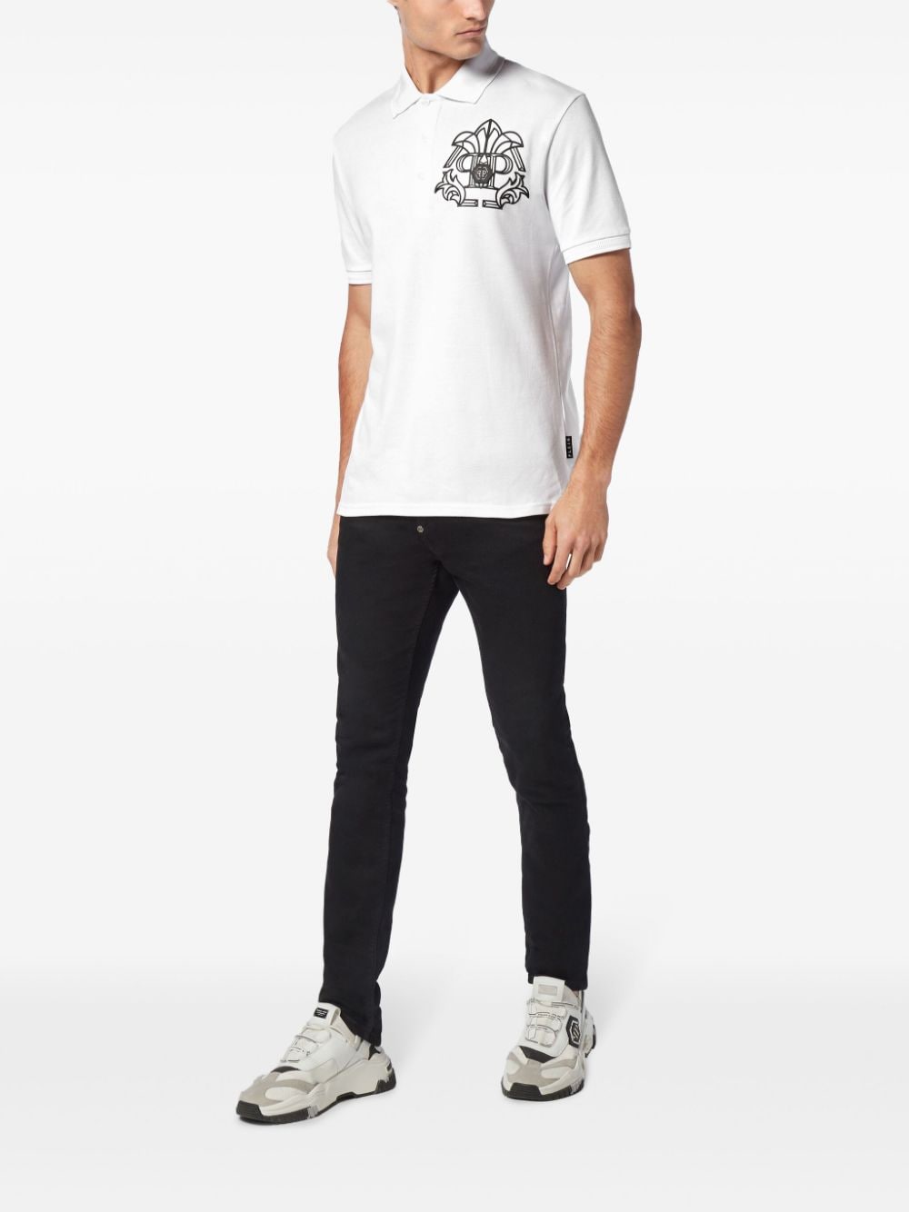 Philipp Plein Skull & Bones piqué polo shirt - Wit