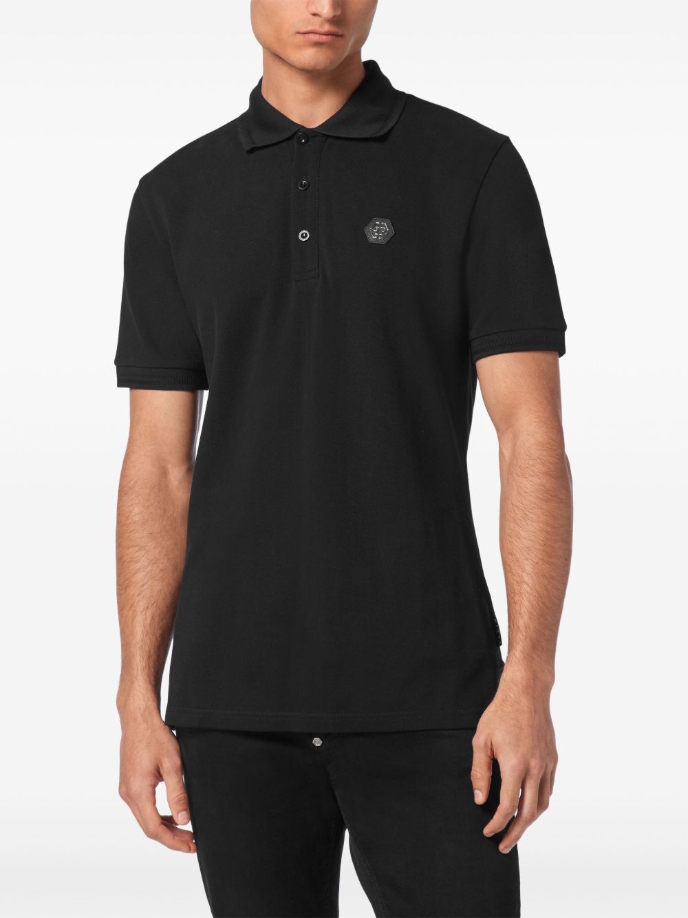 Affordable Philipp Plein logo-patch cotton polo shirt Men