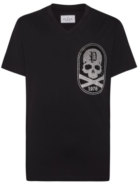 Philipp Plein Skull&Bones-patch cotton t-shirt Men