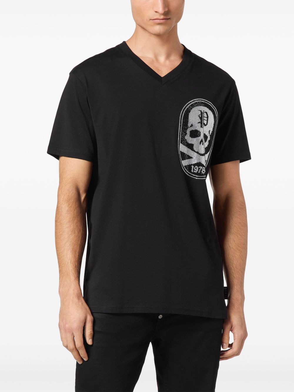 Philipp Plein Skull&Bones-patch cotton t-shirt Men