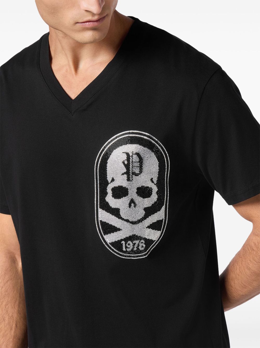 Philipp Plein Skull&Bones-patch cotton t-shirt Men