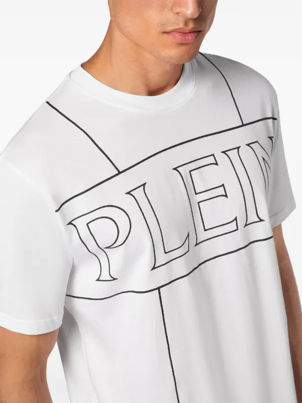 プレインスポーツスクエアブランドロゴホワイトTシャツ Plein Sport ロゴ Tシャツ | ホワイト | FARFETCH JP