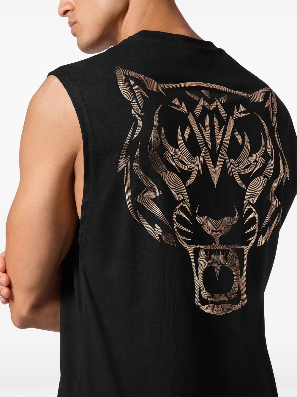 Plein Sport Tanktop met ronde hals en tijgerprint Zwart