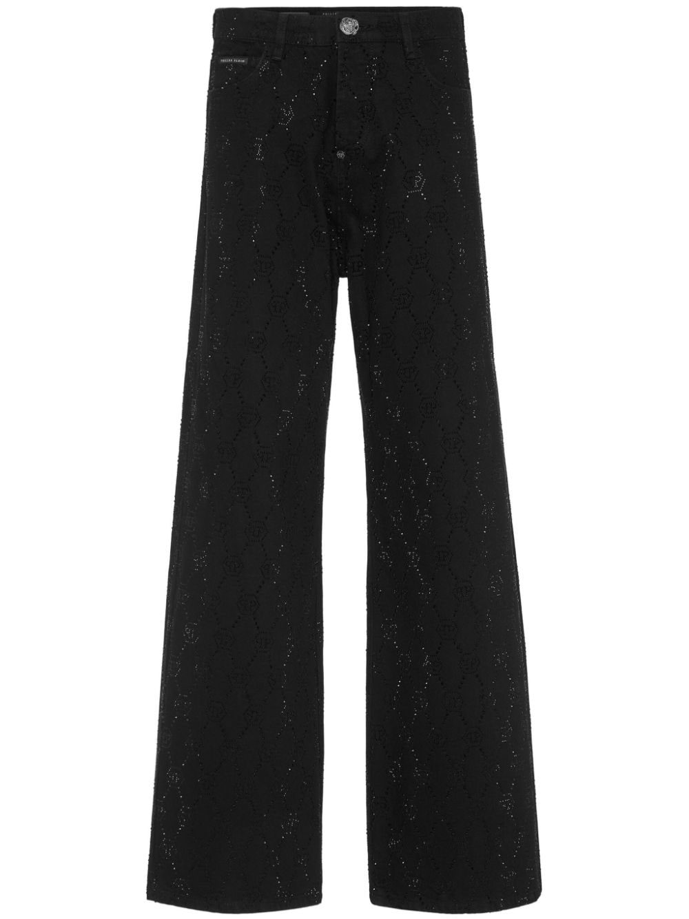 Philipp Plein Monogram Flared Jeans In Black