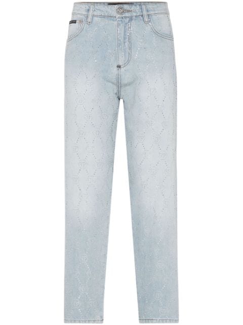 Philipp Plein jeans con detalles de cristal y monograma