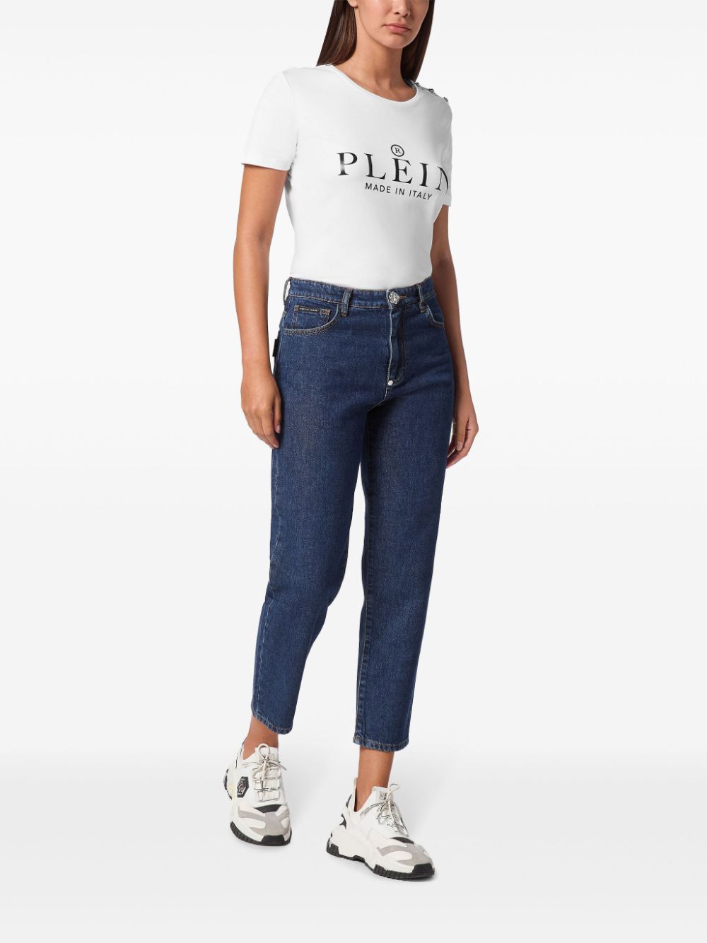 Philipp Plein logo straight-leg jeans - Blauw