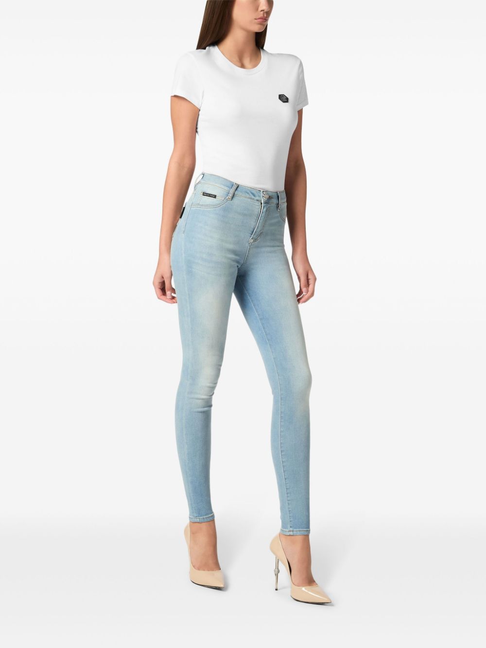 Philipp Plein appliqué high-rise skinny jeans - Blauw