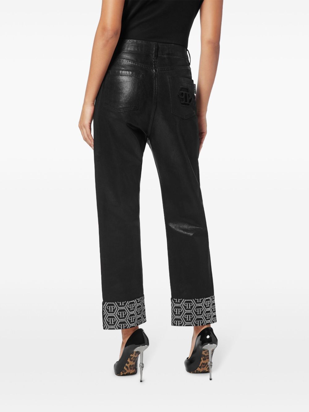 Philipp Plein monogram-pattern trousers Women