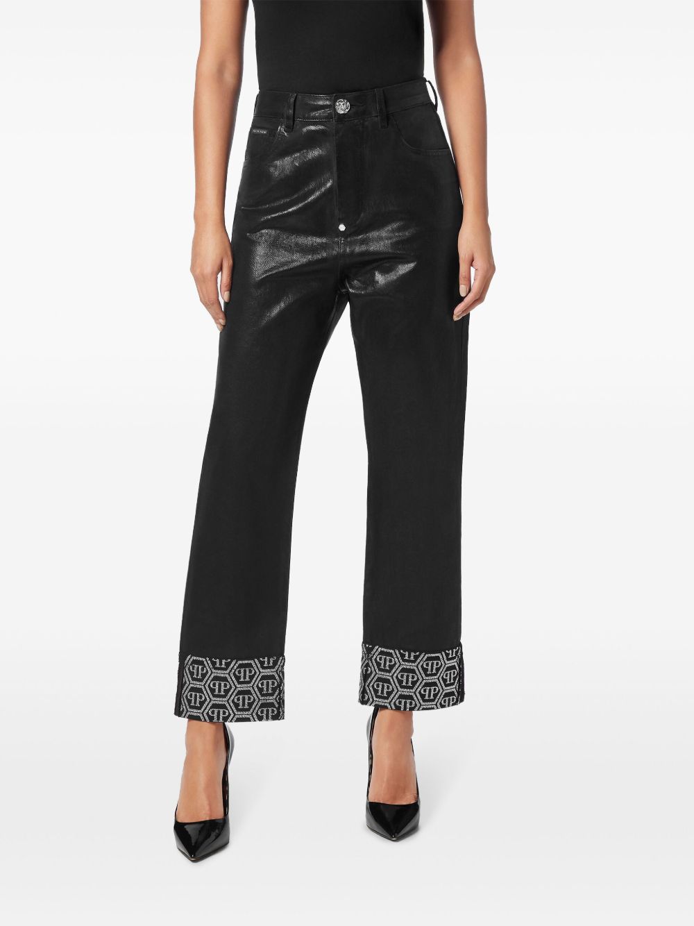 Philipp Plein monogram-pattern trousers Women