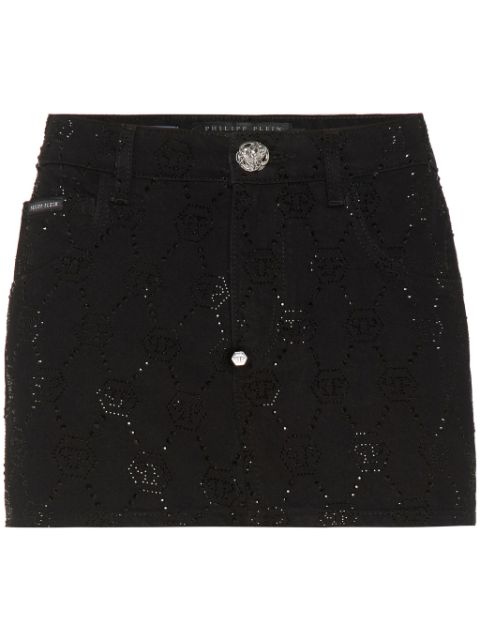 Philipp Plein monogram denim skirt Women