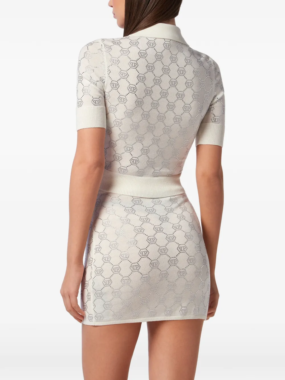  Philipp Plein Monogram Knitted Polo Shirt - Neutrals 