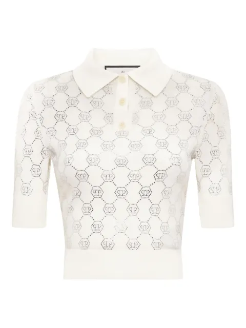 Philipp Plein playera tipo polo tejido con monograma