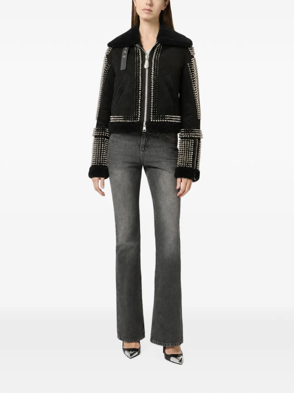 Philipp Plein stud-embellished cropped jacket Zwart