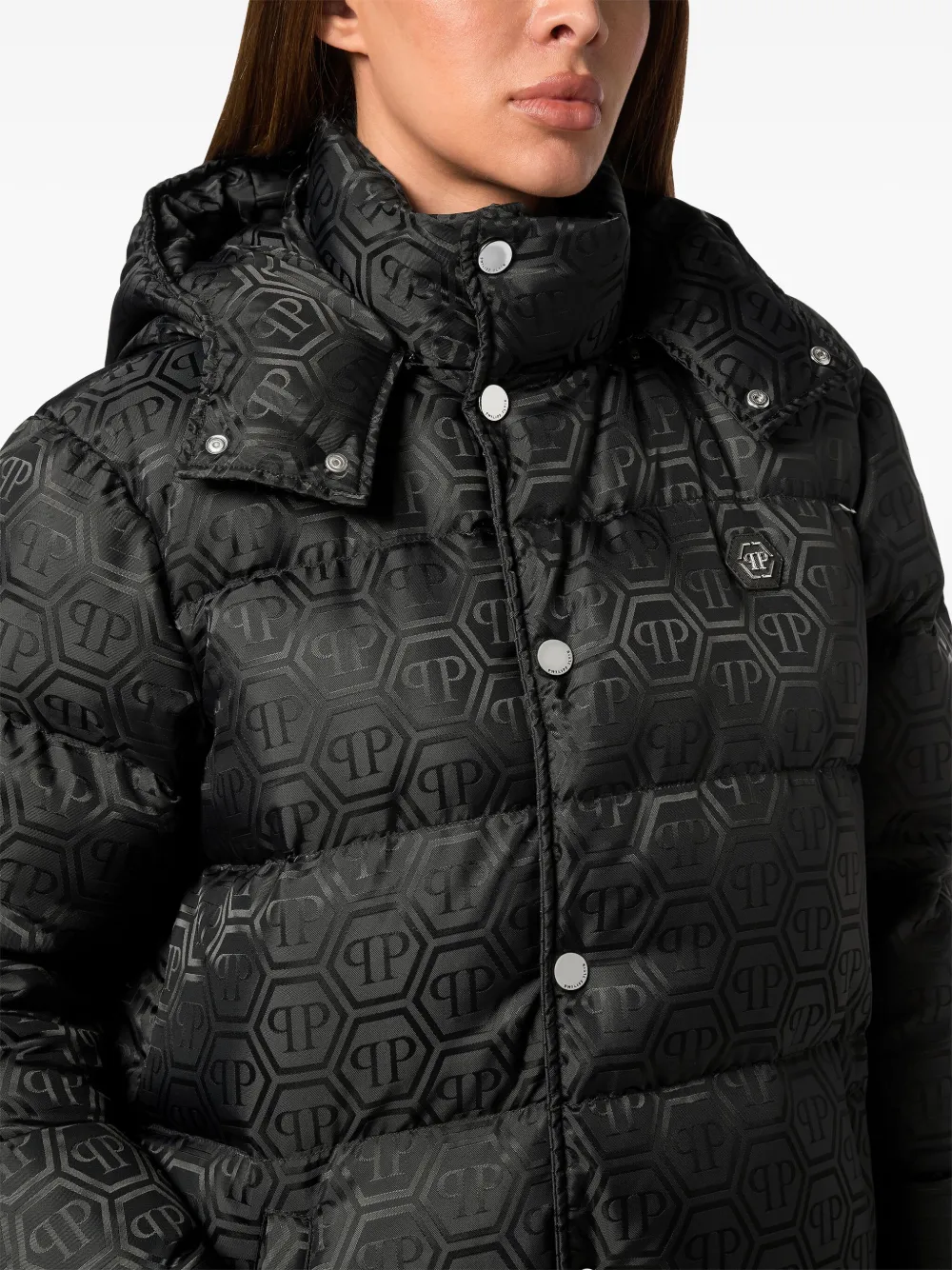 Philipp Plein monogram-pattern padded coat Women