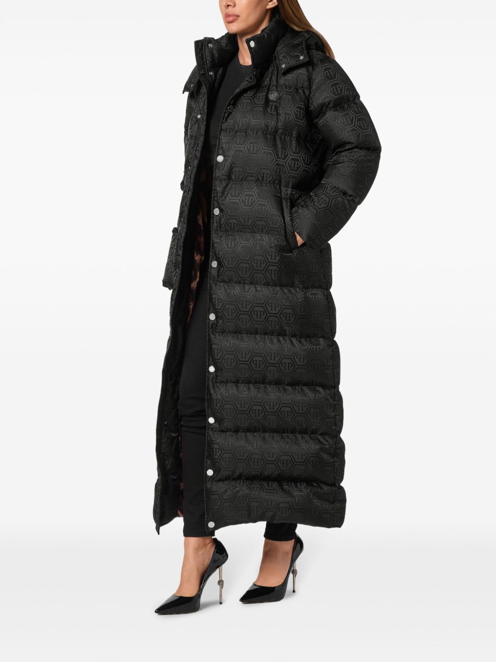 Philipp Plein monogram-pattern padded coat Women