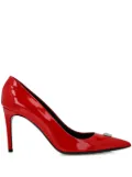 Philipp Plein 85mm skull-appliqué patent-leather pumps - Red