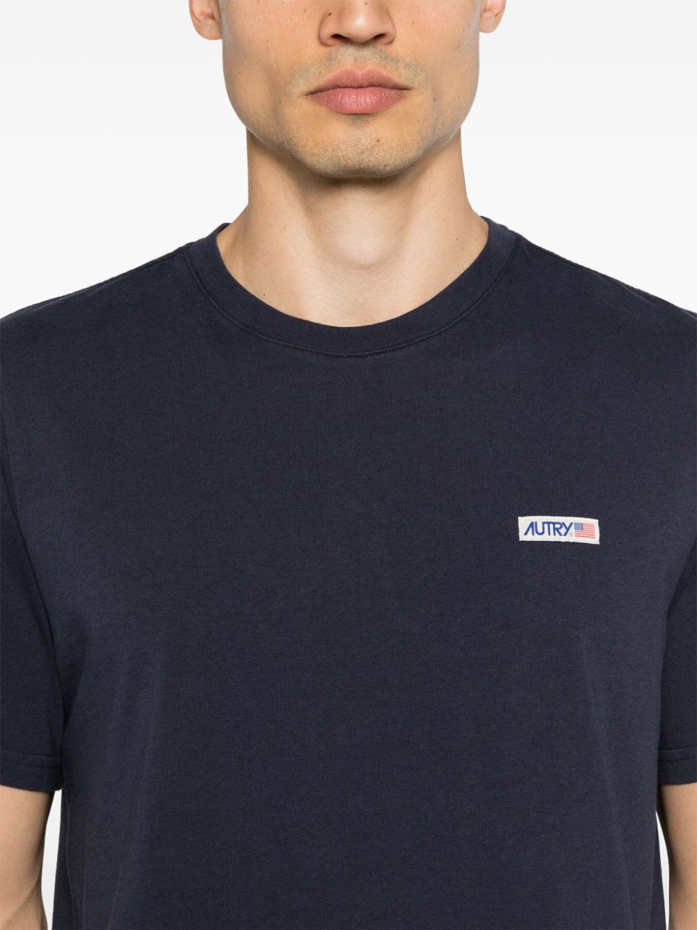 Shop Autry Logo-patch Cotton T-shirt In Blue