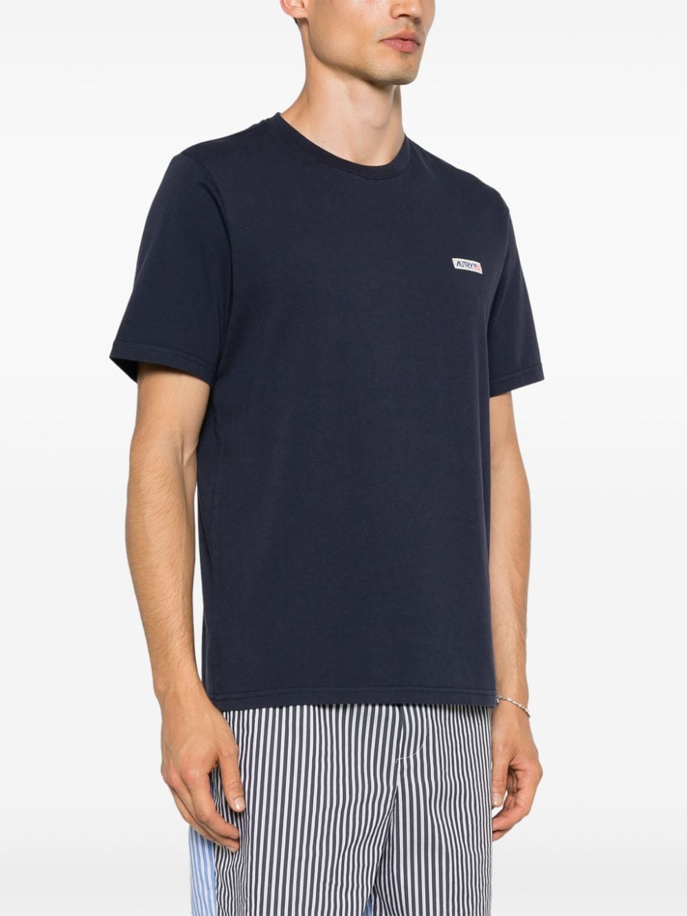 Shop Autry Logo-patch Cotton T-shirt In Blue