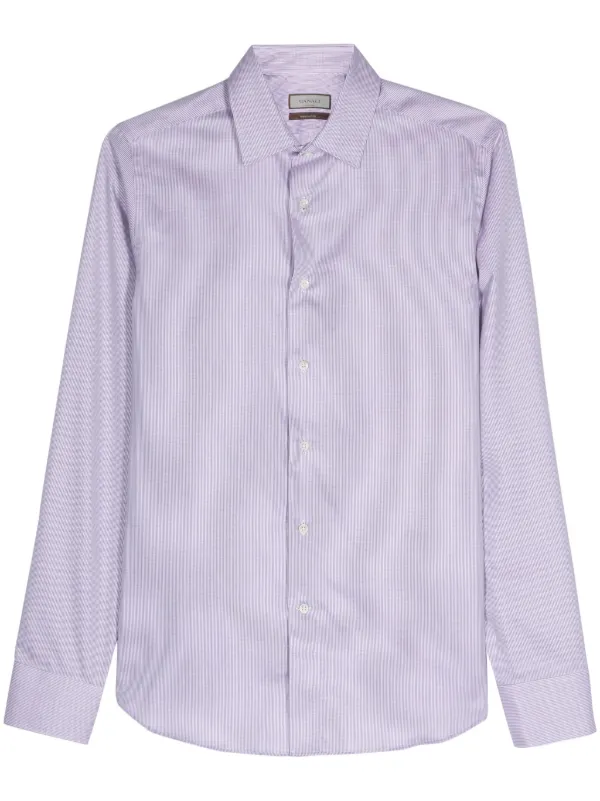Canali Geometric-pattern Cotton Shirt in Pink