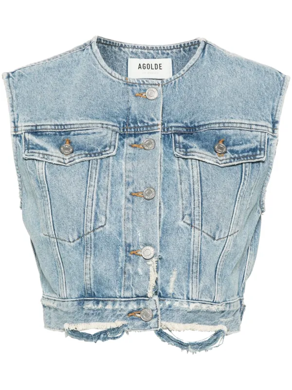 AGOLDE Leo Cotton Denim Vest Blue FARFETCH NZ