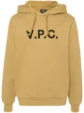 A.P.C. logo-flocked cotton hoodie - Green