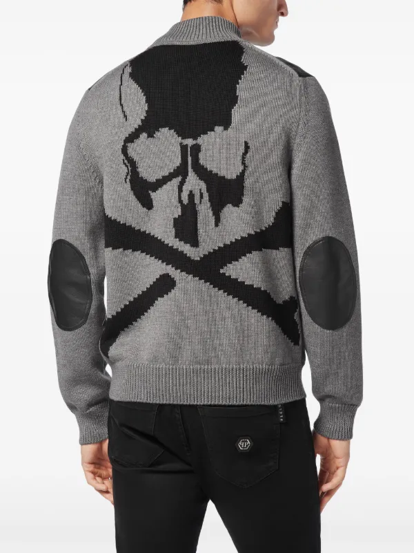 Philipp Plein Skull Bomber Jacket Grey FARFETCH IN