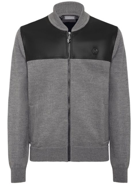 Philipp Plein Skull&Bones-intarsia wool cardigan Men