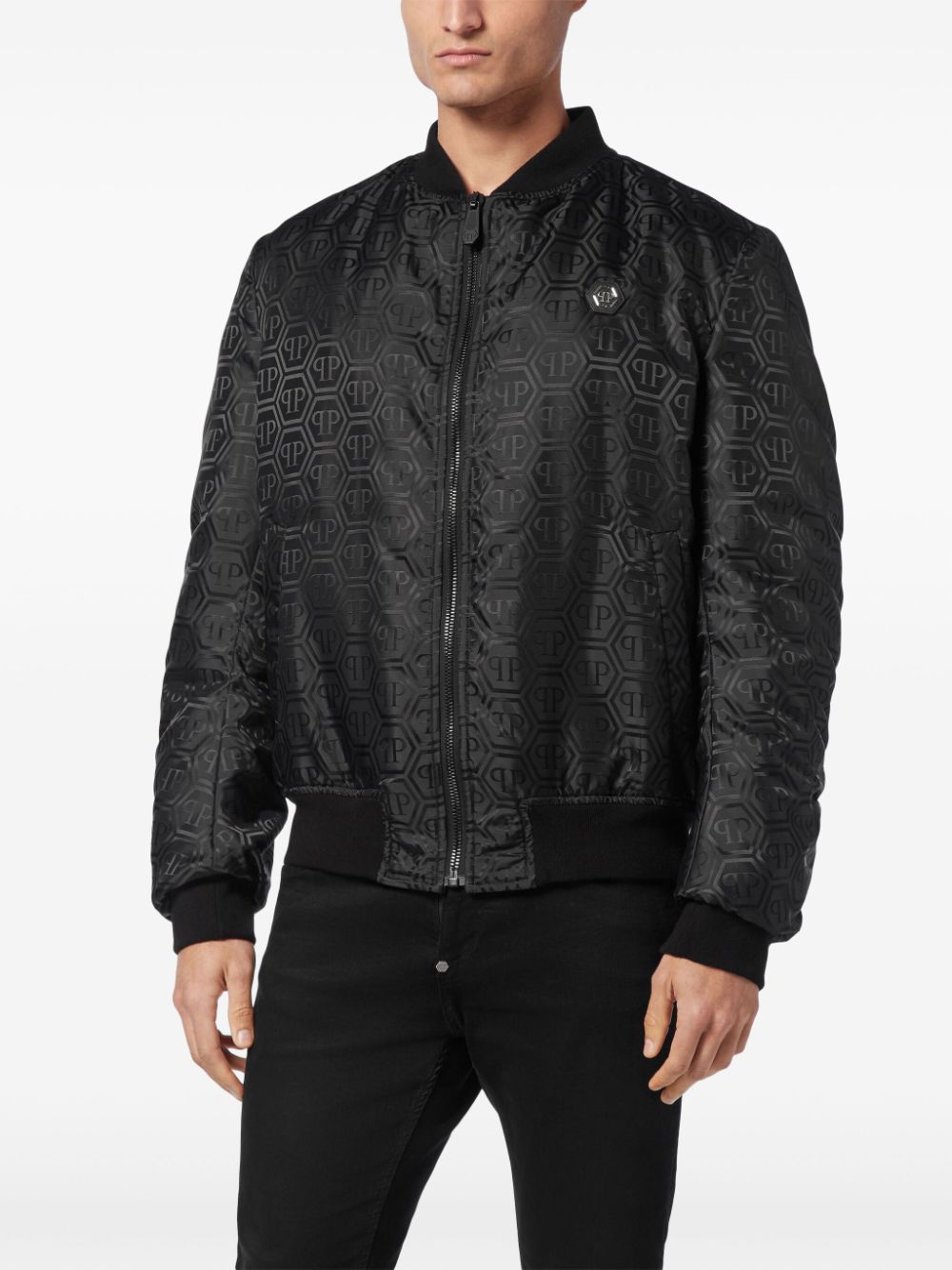 Philipp Plein monogram-jacquard bomber jacket Men