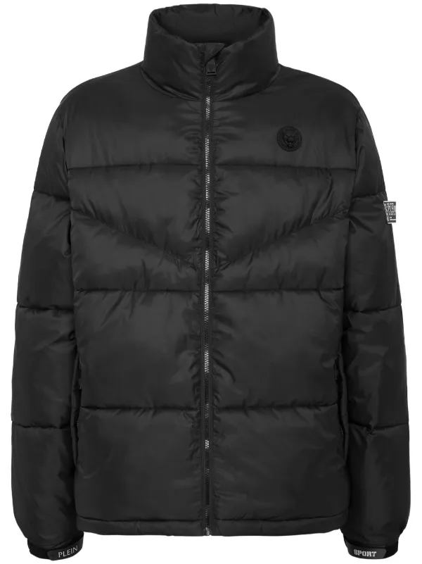 Plein Sport Logo Patch Puffer Jacket Black FARFETCH AZ