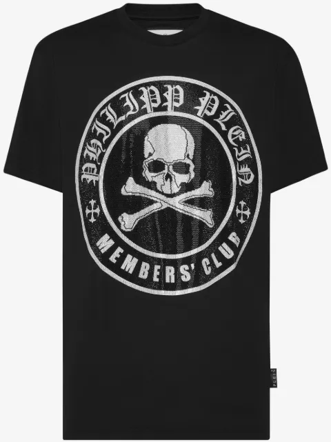 Philipp Plein Skull&Bones-print crystal-embellished T-shirt