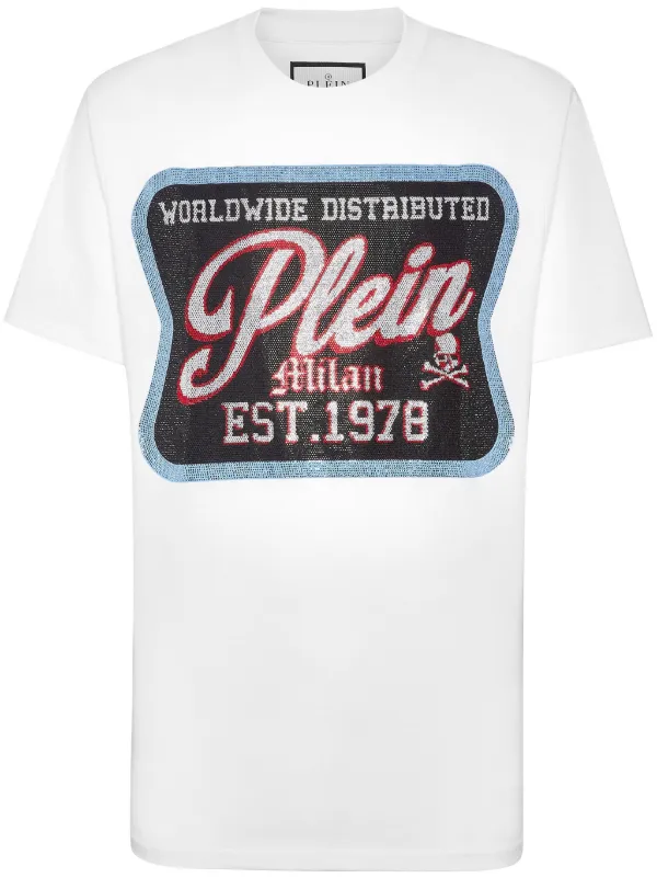 Philipp Plein logo-patch crew-neck T-shirt White FARFETCH GE - Main Image