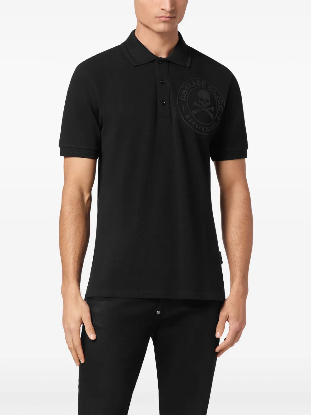 Philipp Plein Katoenen poloshirt met logo Zwart