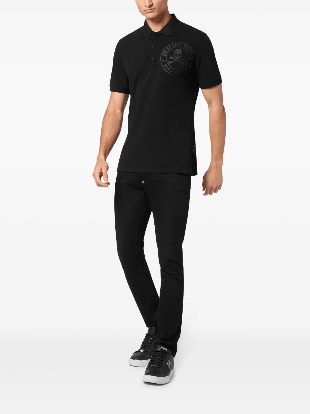 philippplein Philipp Plein Katoenen poloshirt met logo - Zwart